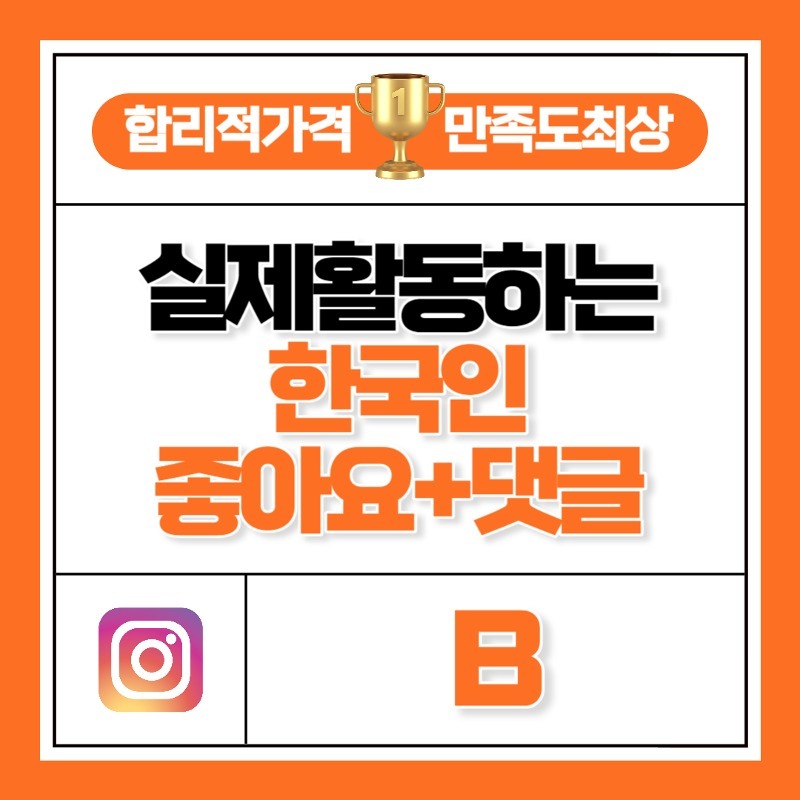 실제 활동하는 한국인 좋아요+댓글 패키지 B